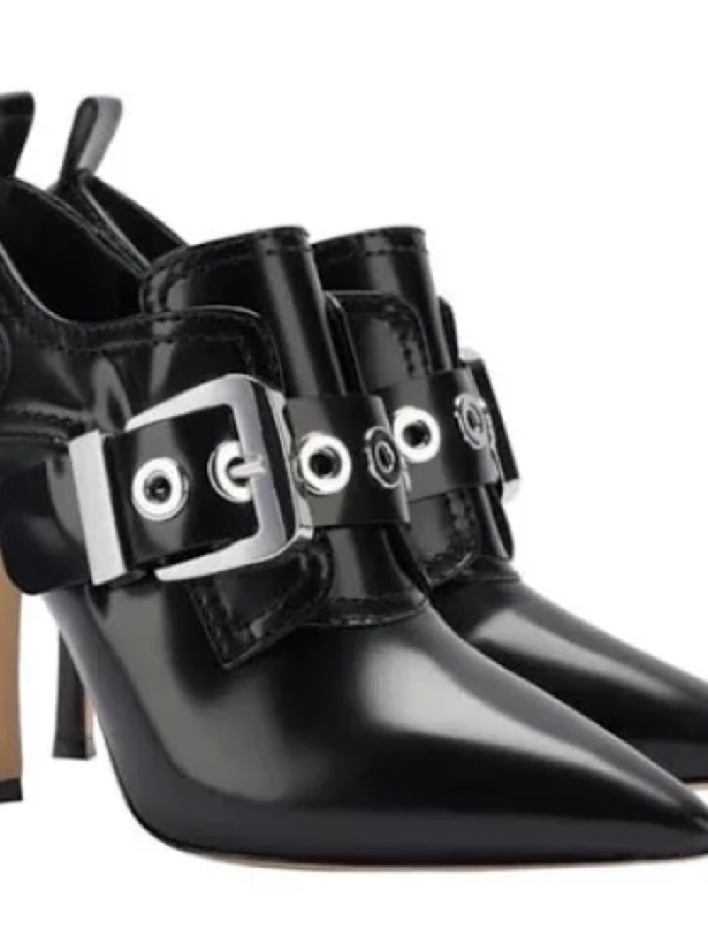 NEW LARROUDE BLACK STEWART LEATHER POINTED TOE BOOTIE BOOTS HEELS SZ 10 Black